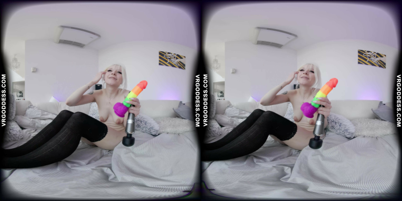 Lily Angelic Solo Play with Rainbow Dildo in VR - Image 10