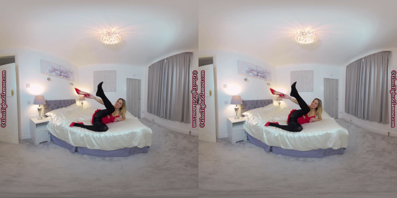 Samantha Red Crop Top And Rara Skirt With Black Glossy Tights - Image 2